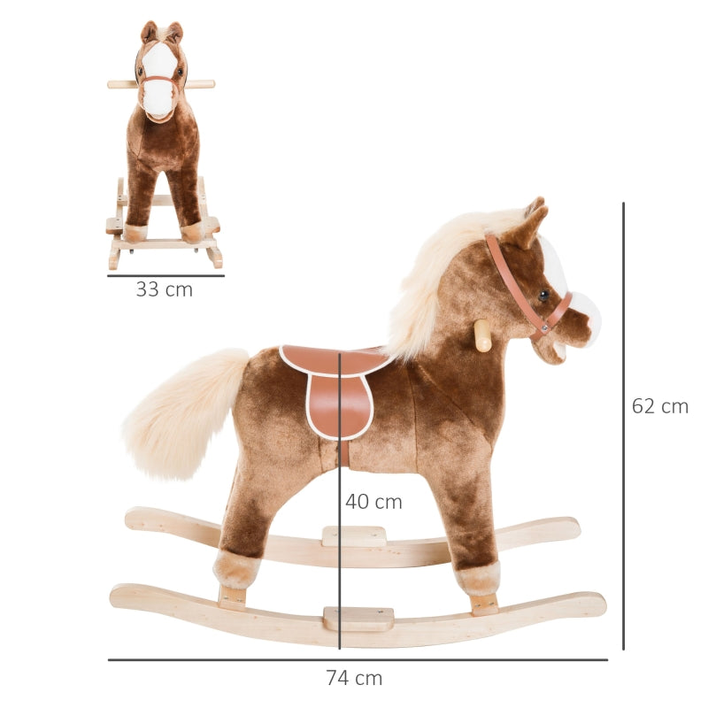Houten schommelpaard hobbelpaard 74x33x62 cm voor kinderen en peuters