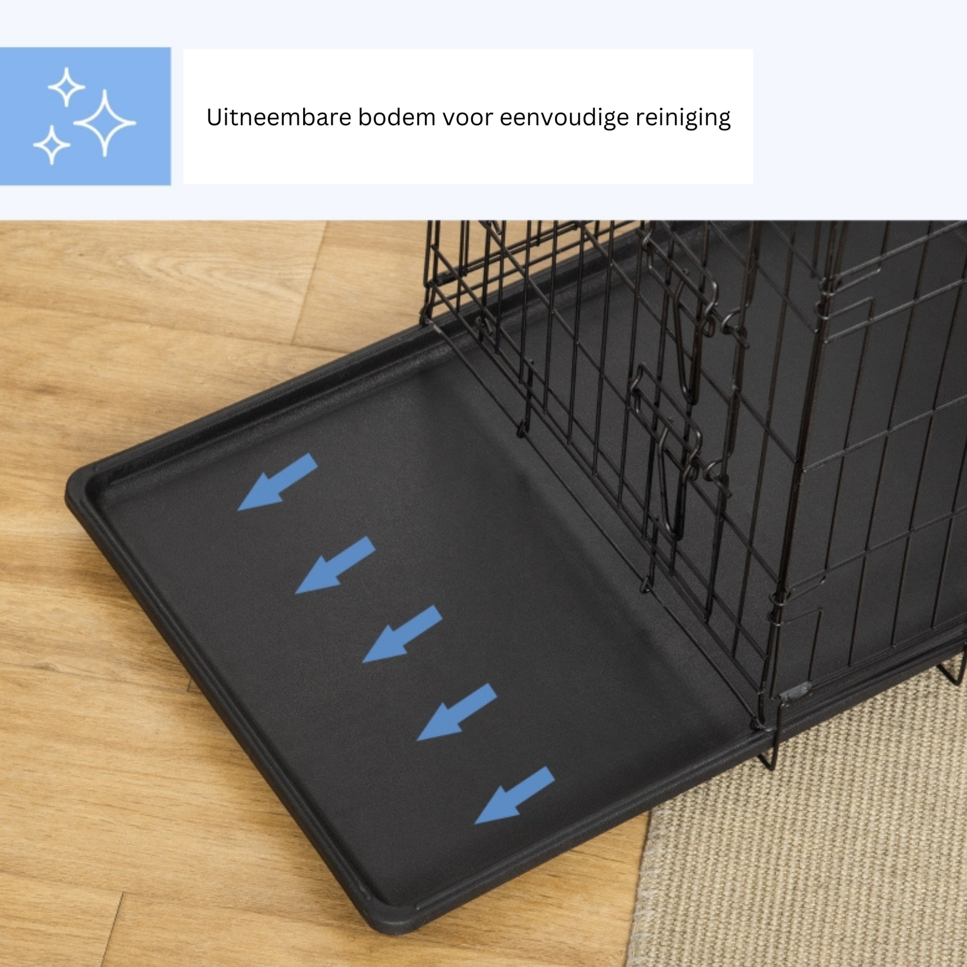 Stevige opvouwbare hondenbench zwart 76x46x52 cm makkelijk mee te nemen