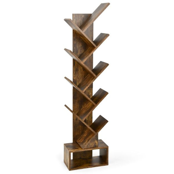 Industriële boekenkast met 8 schappen in bruin, 38x22x150cm | Zenzee
