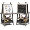 Krijtbord en whiteboard grijs 59x50x117 cm, perfect voor kinderen om te tekenen