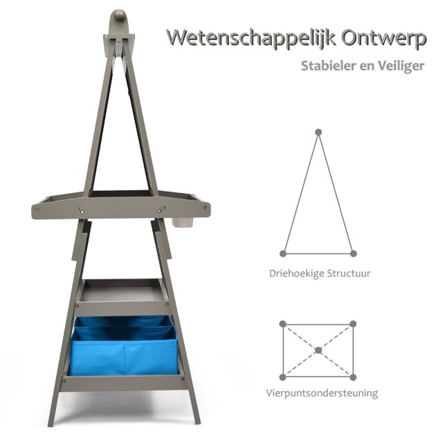 Krijtbord en whiteboard grijs 59x50x117 cm, perfect voor kinderen om te tekenen