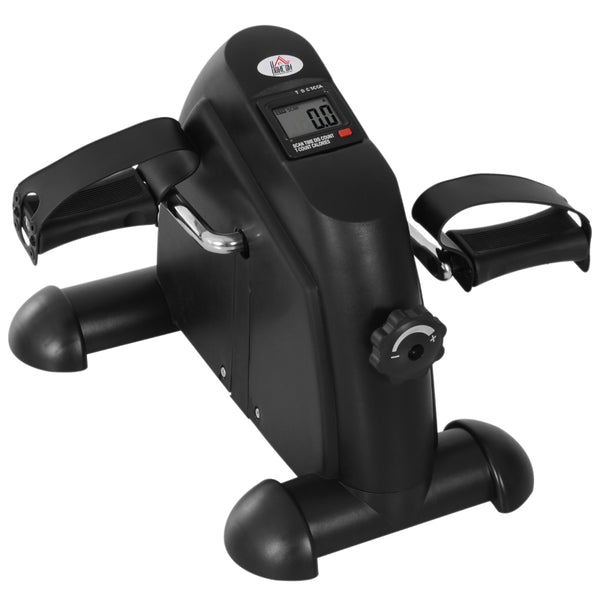 Compacte zwarte bureau hometrainer stoelfiets met display voor thuisgebruik