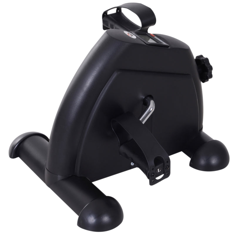 Compacte zwarte bureau hometrainer stoelfiets met display voor thuisgebruik