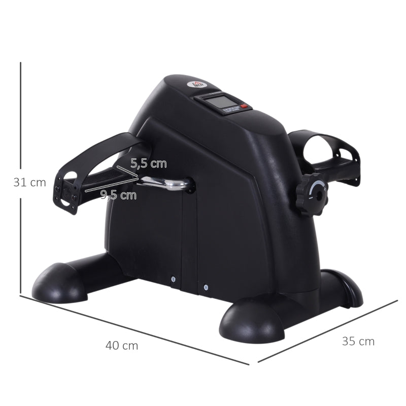 Compacte zwarte bureau hometrainer stoelfiets met display voor thuisgebruik