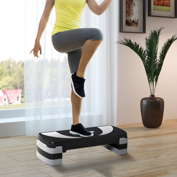 Functionele verstelbare aerobic step zwart-grijs 80x31x20 cm voor fitness
