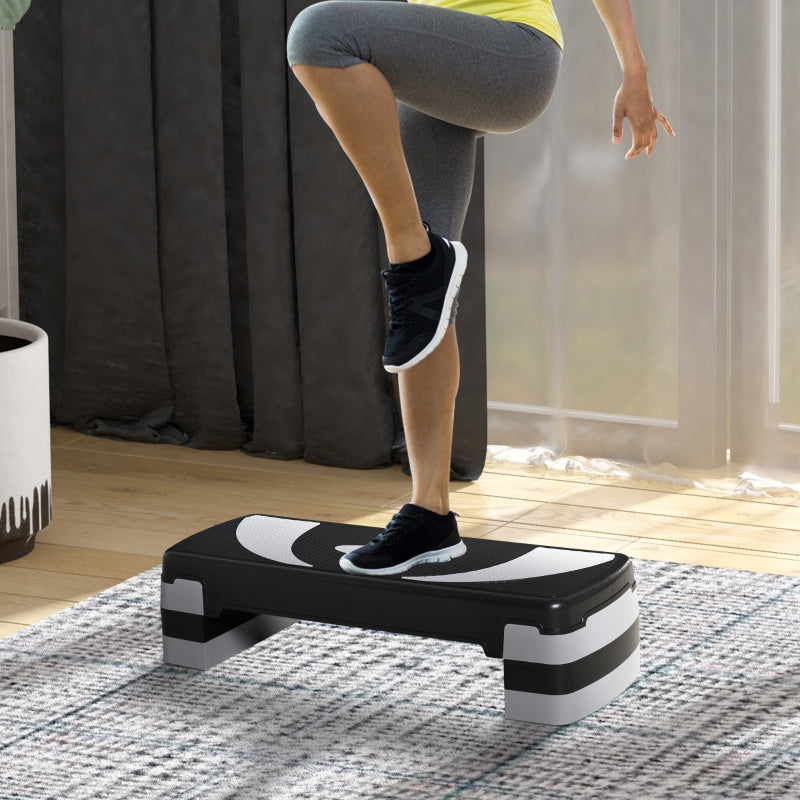 Functionele verstelbare aerobic step zwart-grijs 80x31x20 cm voor fitness