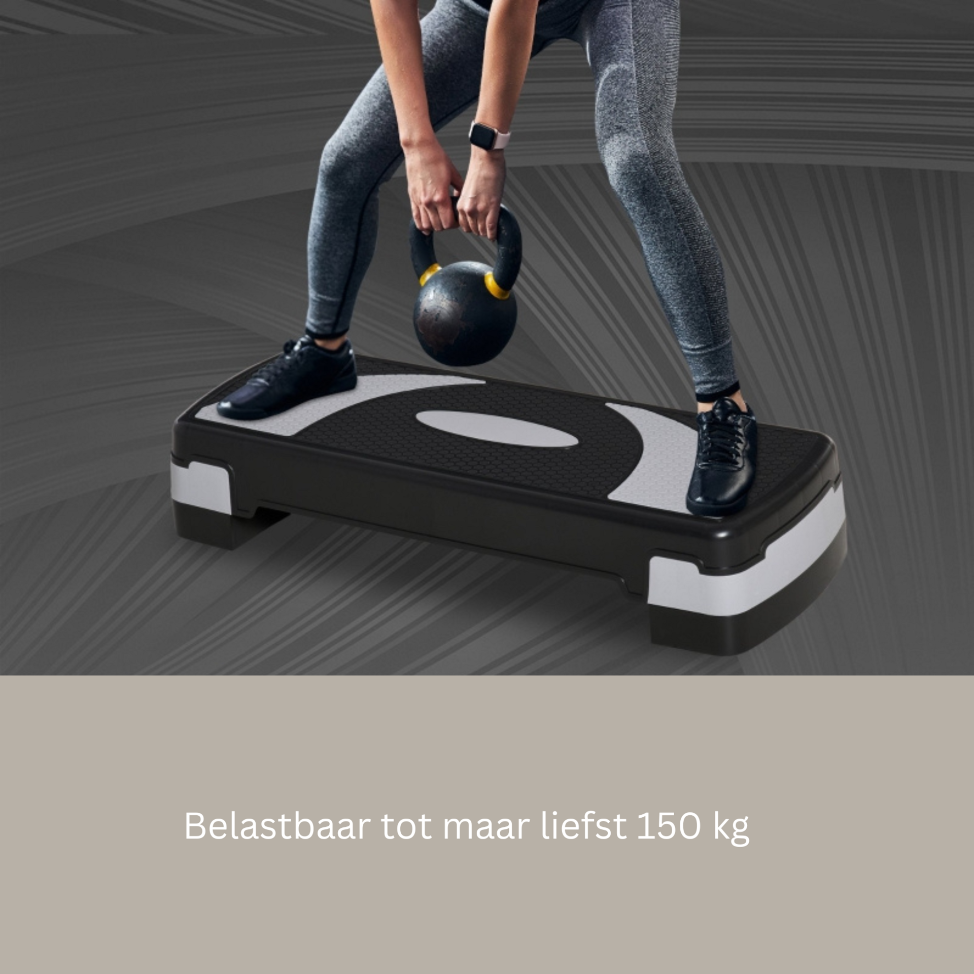 Functionele verstelbare aerobic step zwart-grijs 80x31x20 cm voor fitness