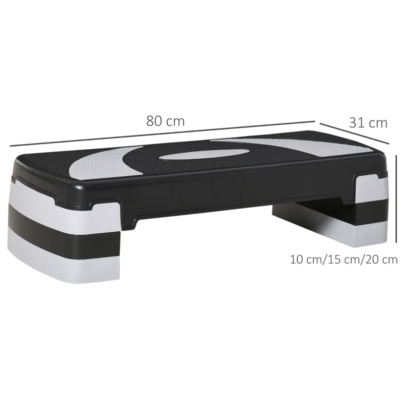 Functionele verstelbare aerobic step zwart-grijs 80x31x20 cm voor fitness