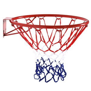 Rood-blauw-witte basketbalring 46 cm voor fun en sportieve training met stevig net en muurbevestiging