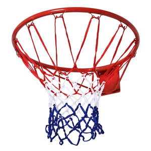 Rood-blauw-witte basketbalring 46 cm met stevig net voor fun en sportieve training binnen en buiten gebruik