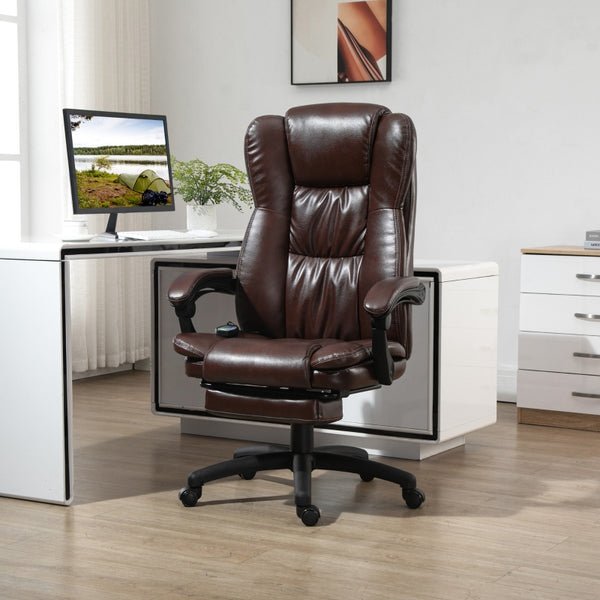 Ergonomische bureaustoel met massage en verstelbare voetensteun bruin