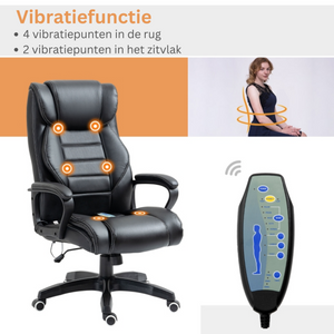 Ergonomische gamestoel verstelbaar met massagefunctie – zwart design met vibratiefunctie en afstandsbediening voor ontspanning