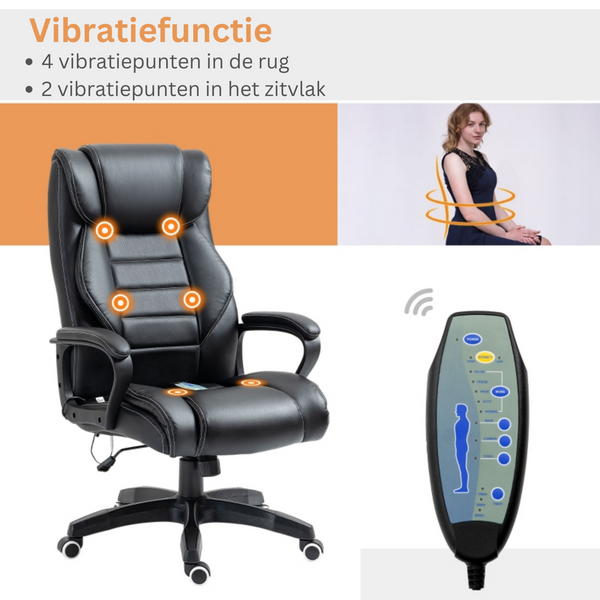 Ergonomische gamestoel verstelbaar met massagefunctie – zwart design