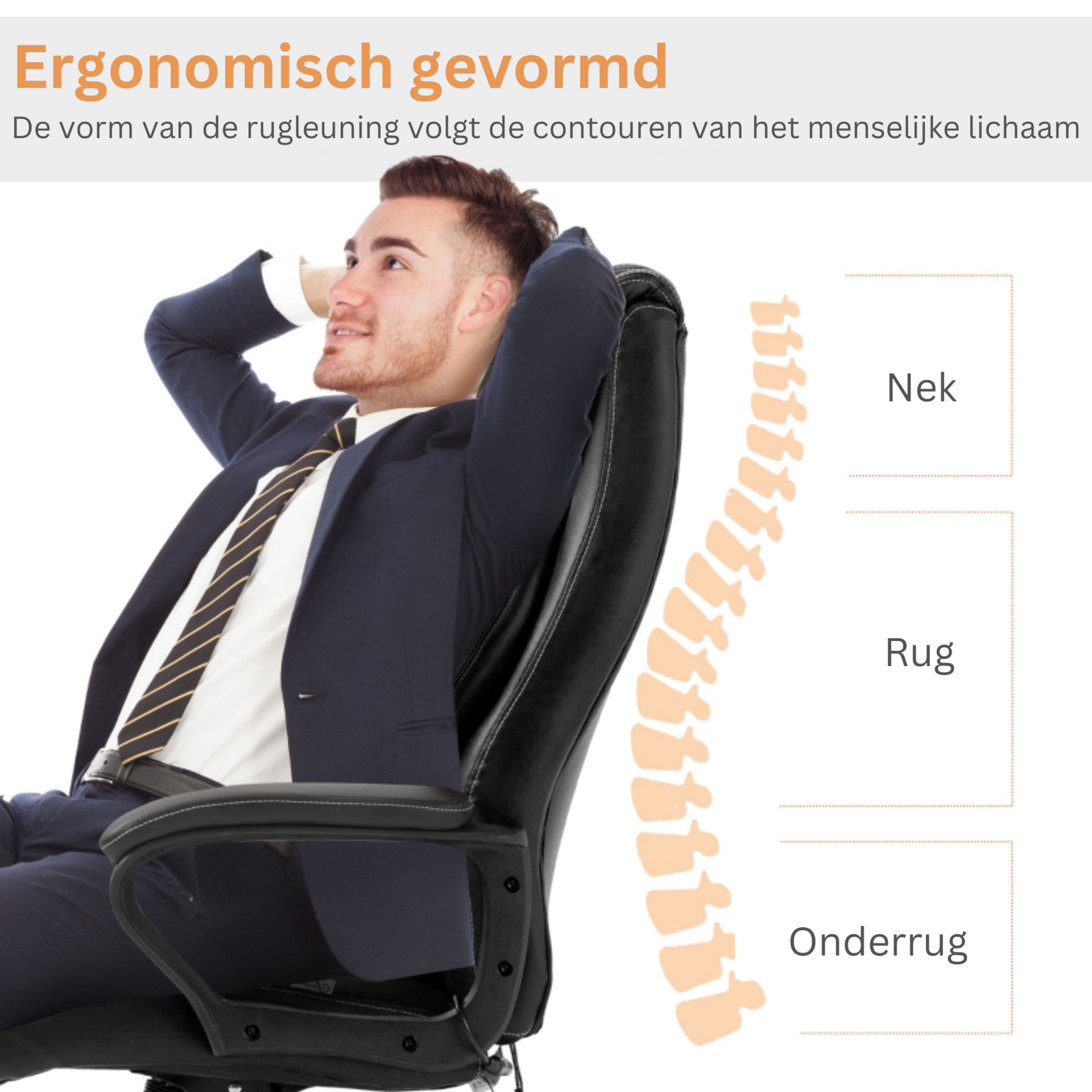 Ergonomische gamestoel verstelbaar met massagefunctie – zwart design