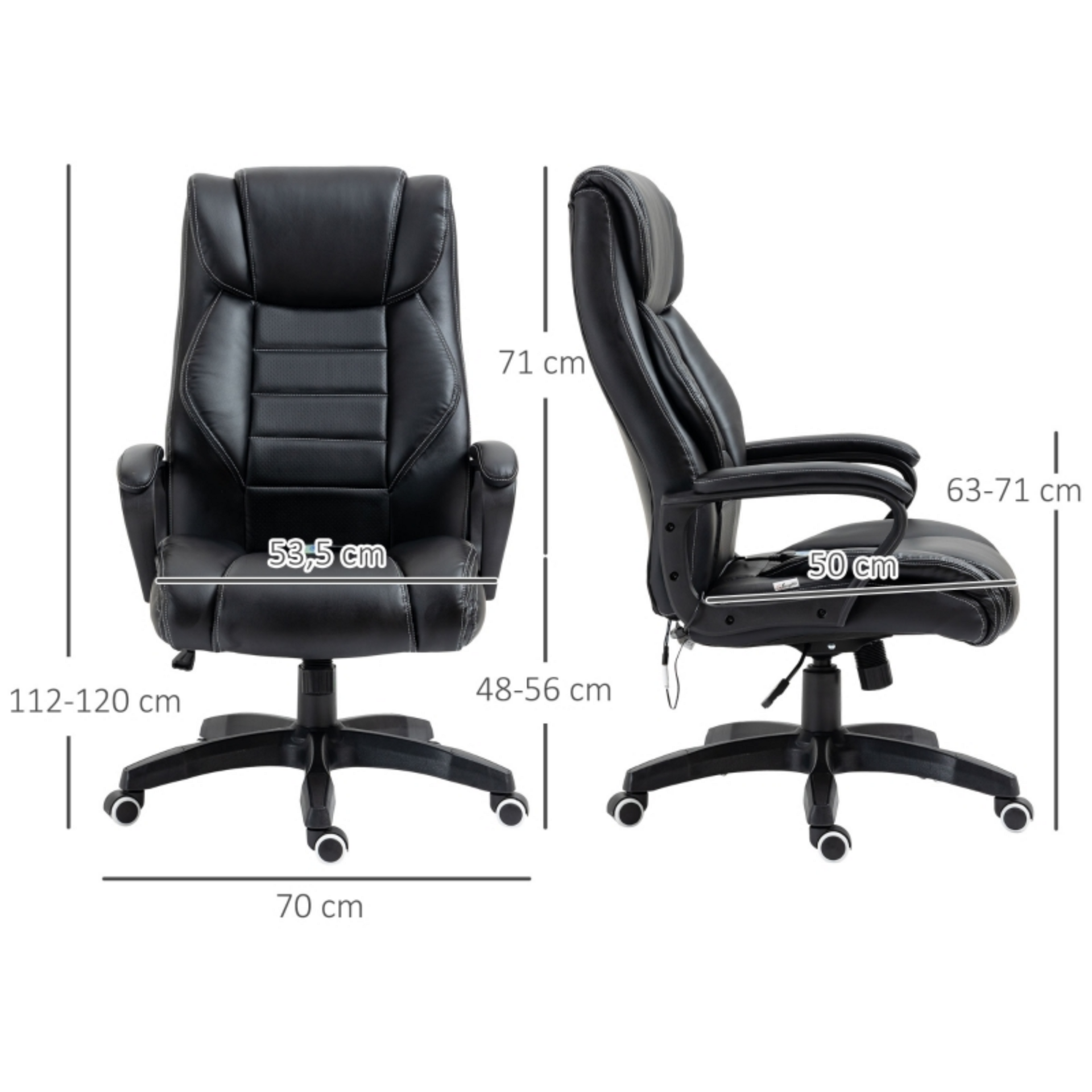Ergonomische gamestoel verstelbaar met massagefunctie – zwart design