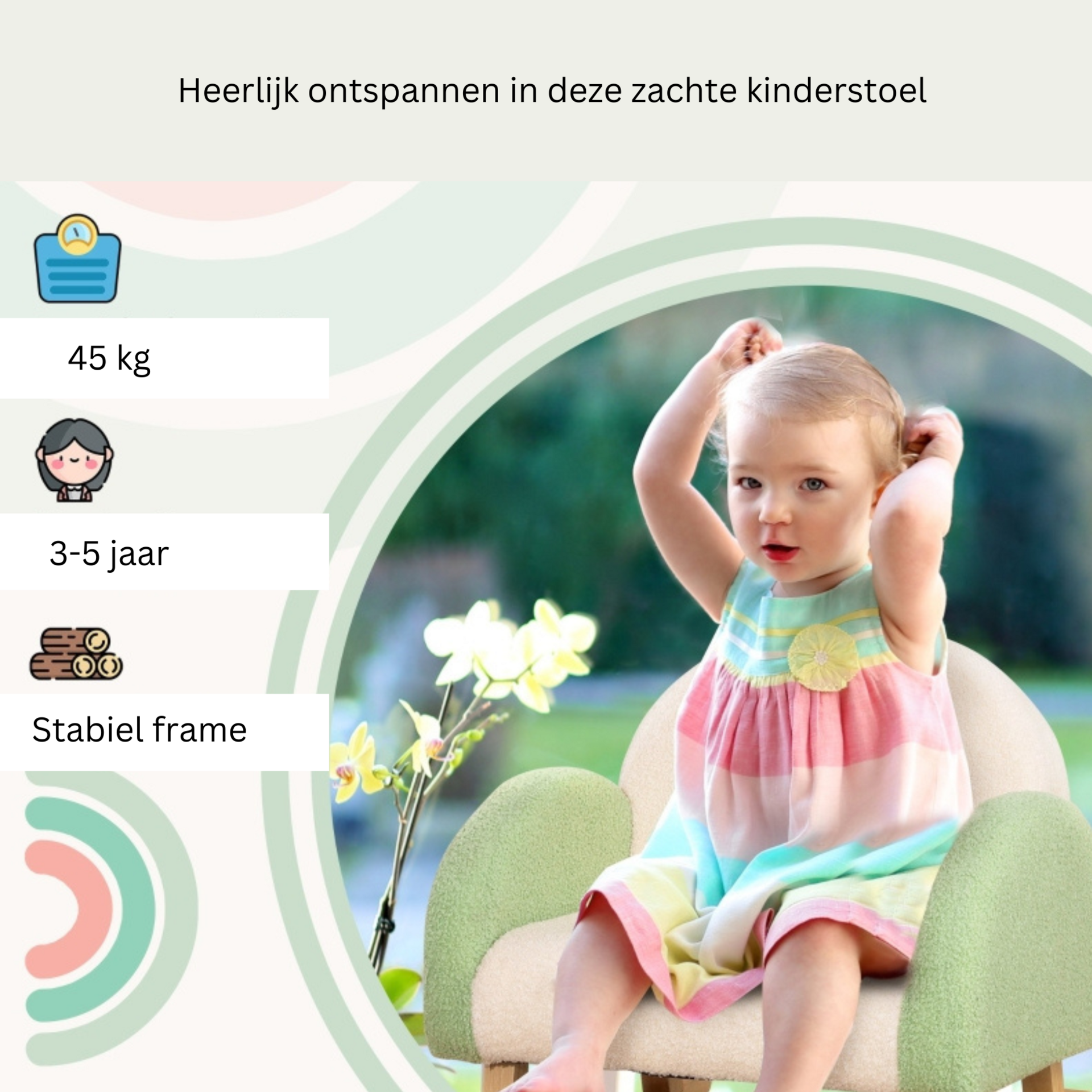 Comfortabele schommelstoel voor kinderen 50x45x50 cm duurzaam design