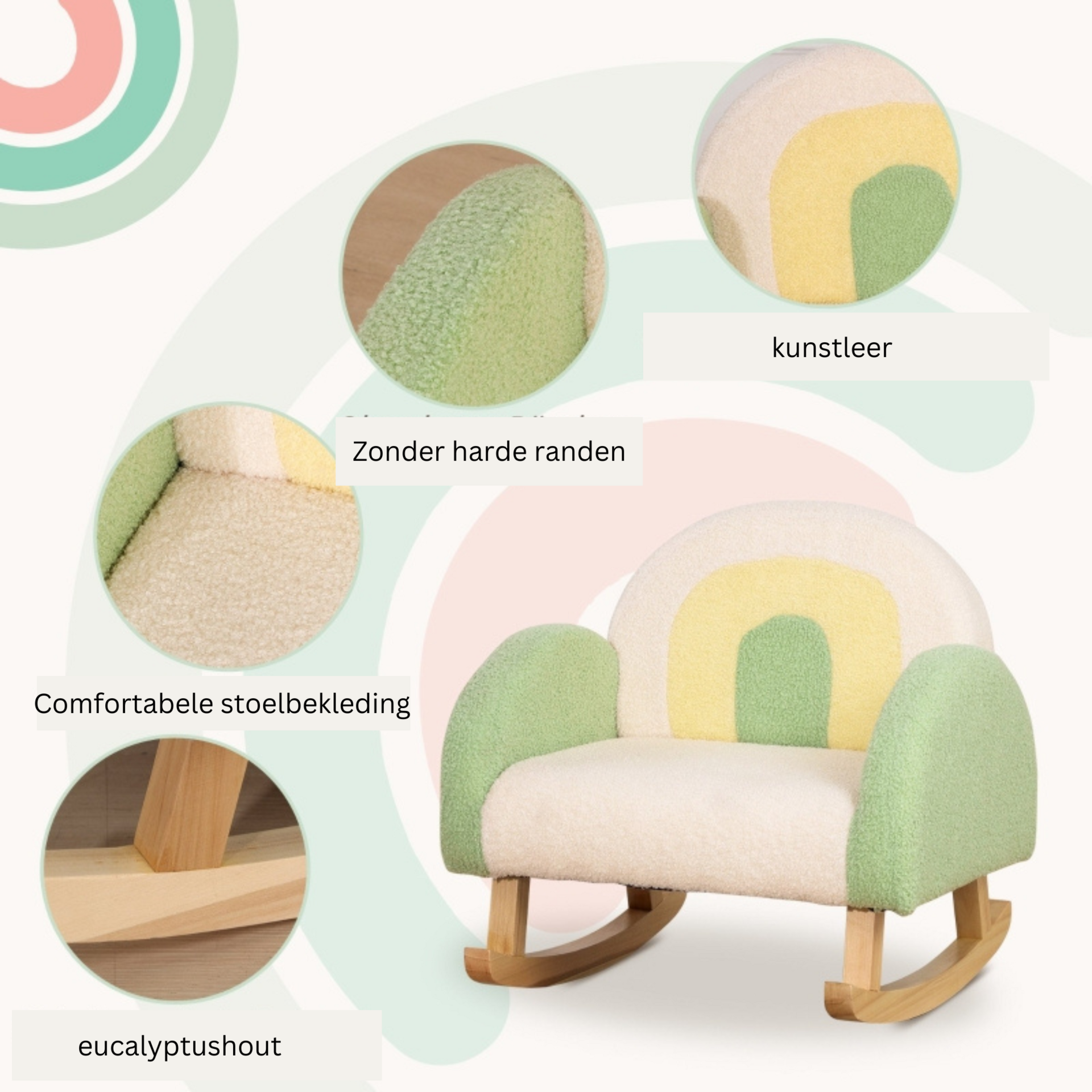 Comfortabele schommelstoel voor kinderen 50x45x50 cm duurzaam design