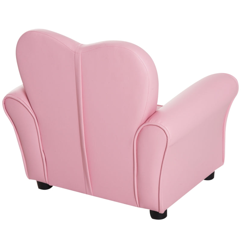 Kinderstoel met armleuningen in roze kunstleer – L59 x B41,5 x H49 cm