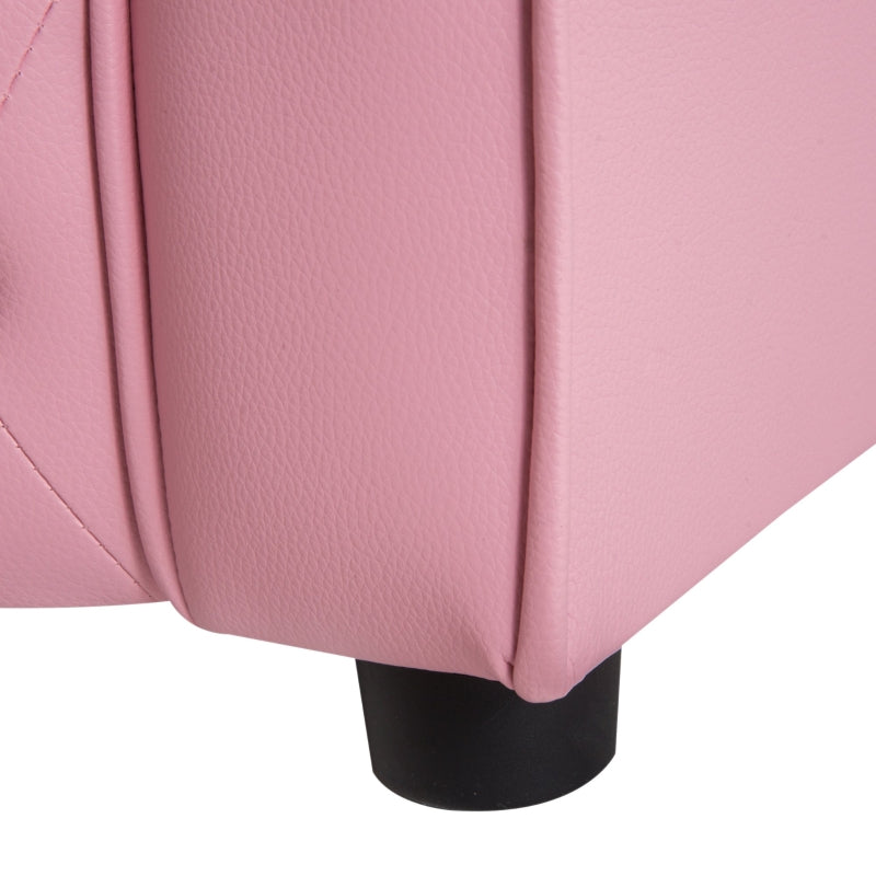 Kinderstoel met armleuningen in roze kunstleer – L59 x B41,5 x H49 cm