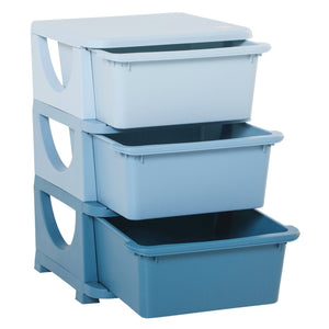 Praktische blauwe opbergbox speelgoed organizer 37x37x57 cm stevig | Zenzee met 3 grote lades voor opbergen speelgoed