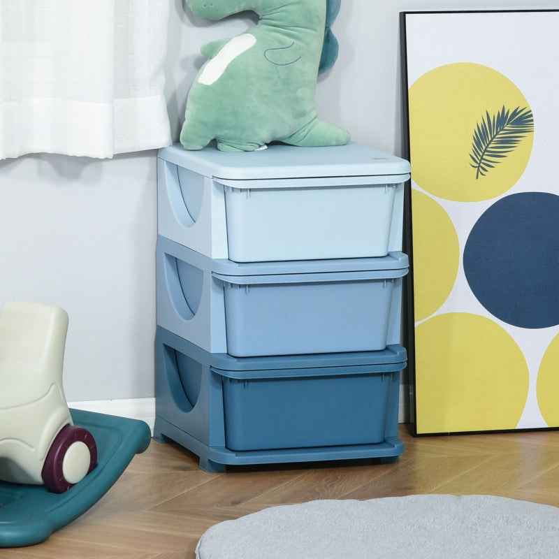 Praktische blauwe opbergbox speelgoed organizer 37x37x57 cm stevig | Zenzee