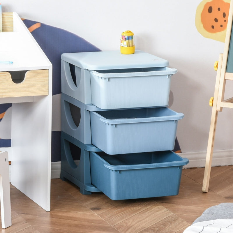 Praktische blauwe opbergbox speelgoed organizer 37x37x57 cm stevig | Zenzee