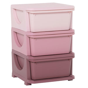 Praktische roze opbergbox speelgoed organizer 37x37x57 cm stevig en ruim | Zenzee met 3 lades voor kinderen