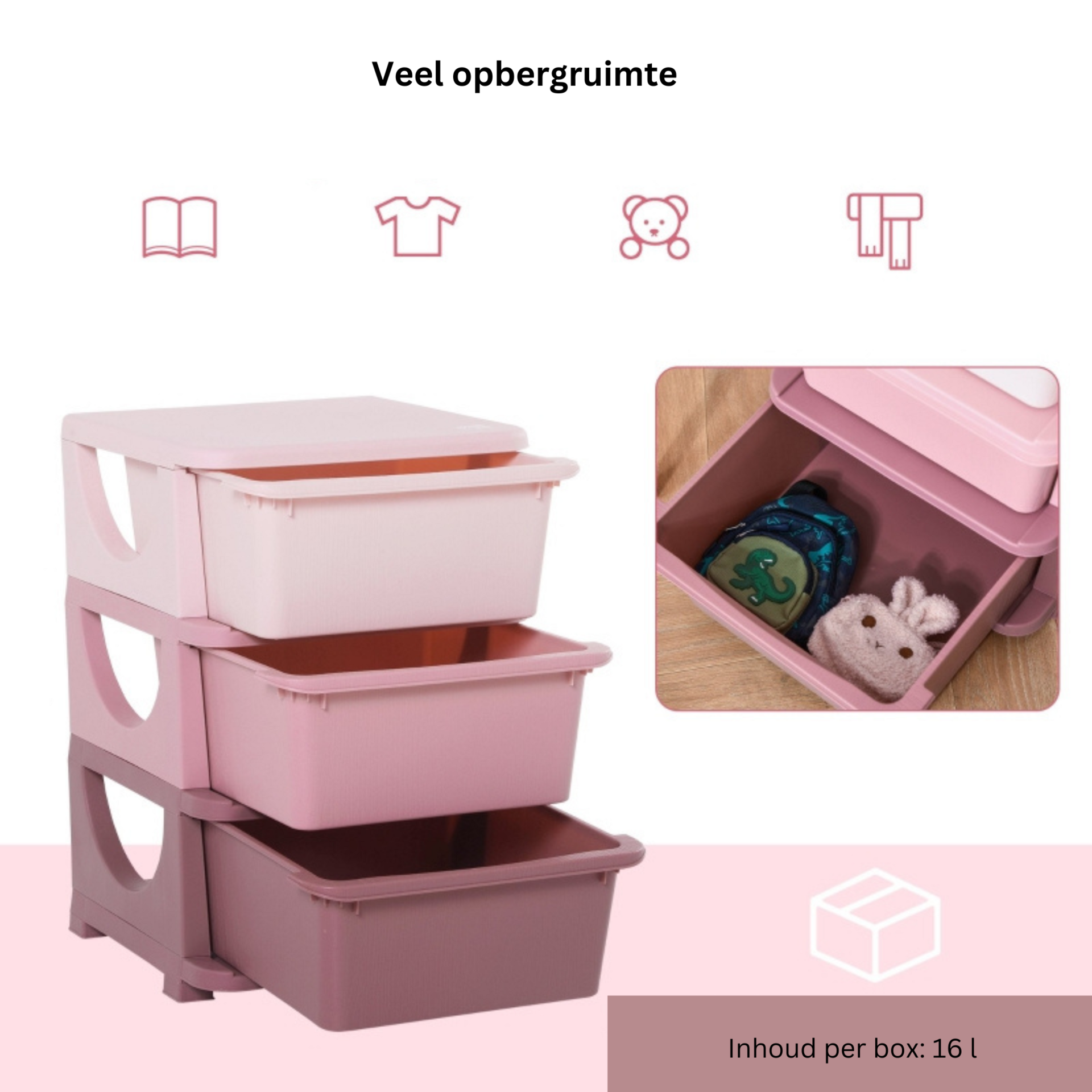 Praktische roze opbergbox speelgoed organizer 37x37x57 cm stevig en ruim | Zenzee
