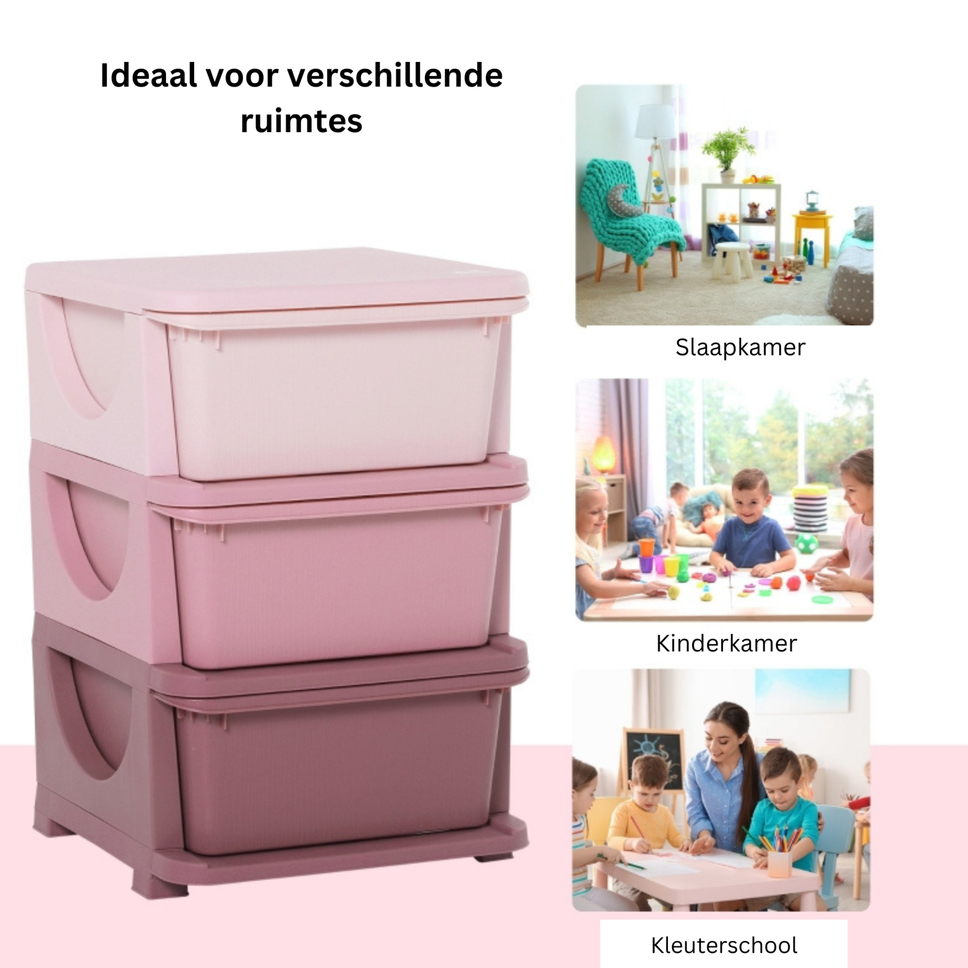 Praktische roze opbergbox speelgoed organizer 37x37x57 cm stevig en ruim | Zenzee