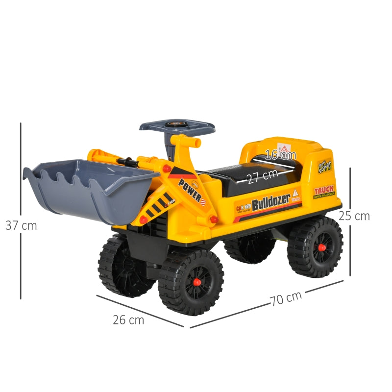 Gele en zwarte loopauto bulldozer 70x26x37 cm voor actief kinderspel
