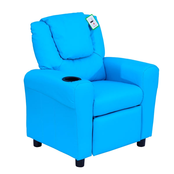 Comfortabele blauwe kinderstoel en kindersofa relaxstoel 62x56x69 cm