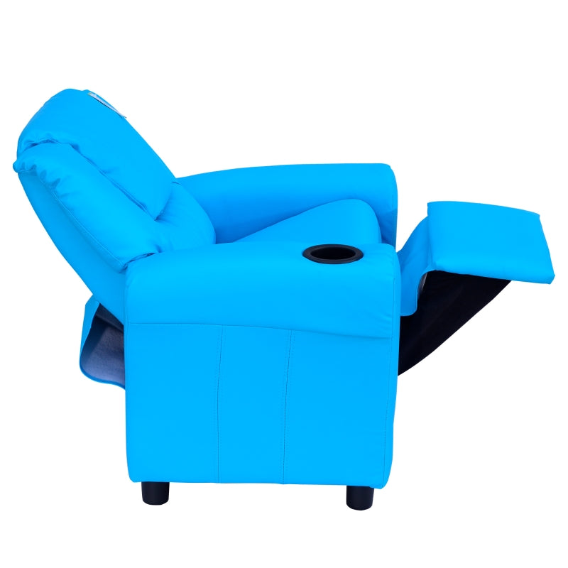Comfortabele blauwe kinderstoel en kindersofa relaxstoel 62x56x69 cm