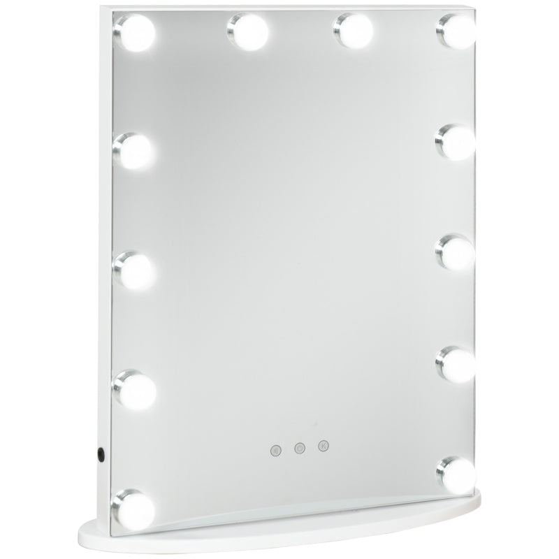 Praktische make-up spiegel wit met verlichting 42x14x51 cm voor thuis