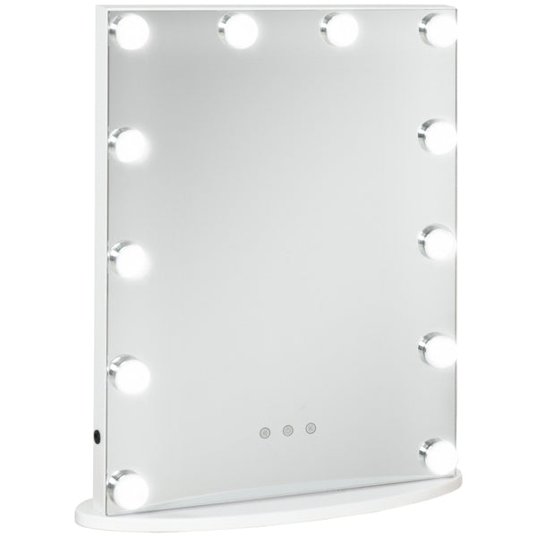 Praktische make-up spiegel wit met verlichting 42x14x51 cm voor thuis