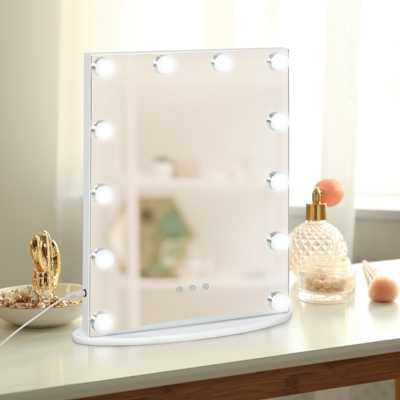 Praktische make-up spiegel wit met verlichting 42x14x51 cm voor thuis