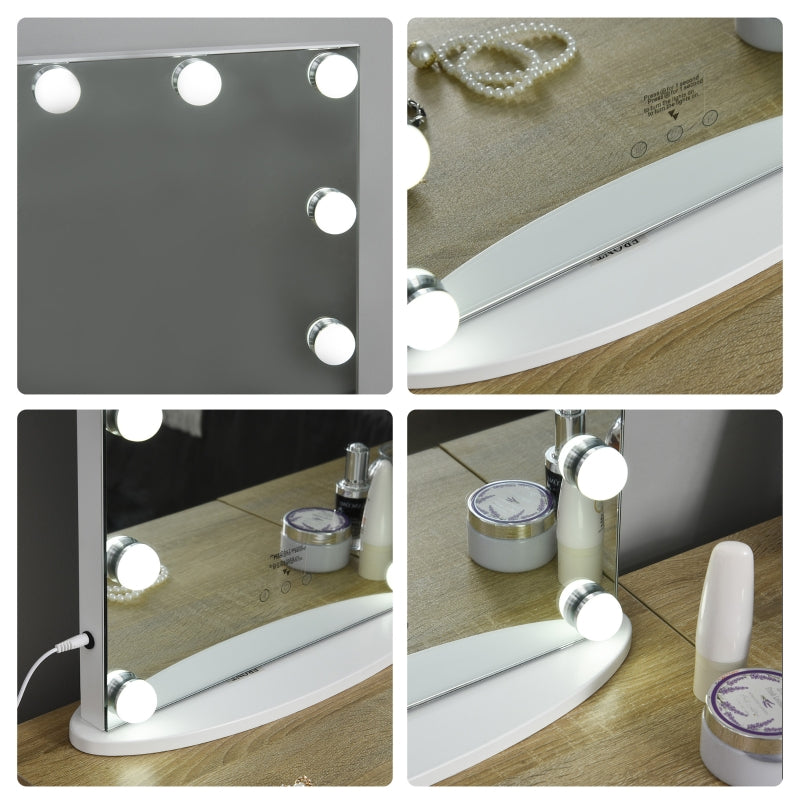 Praktische make-up spiegel wit met verlichting 42x14x51 cm voor thuis