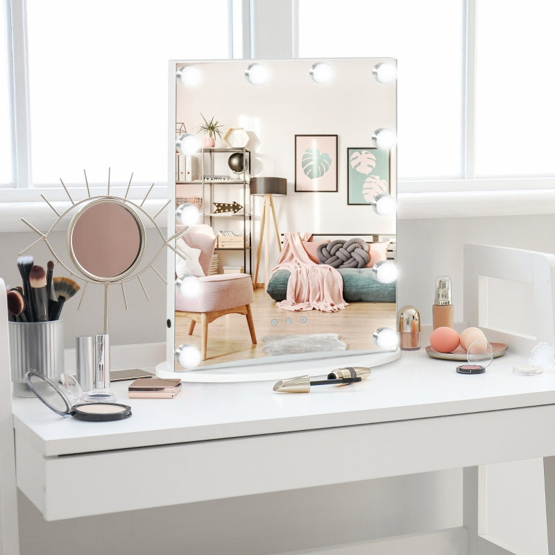 Praktische make-up spiegel wit met verlichting 42x14x51 cm voor thuis