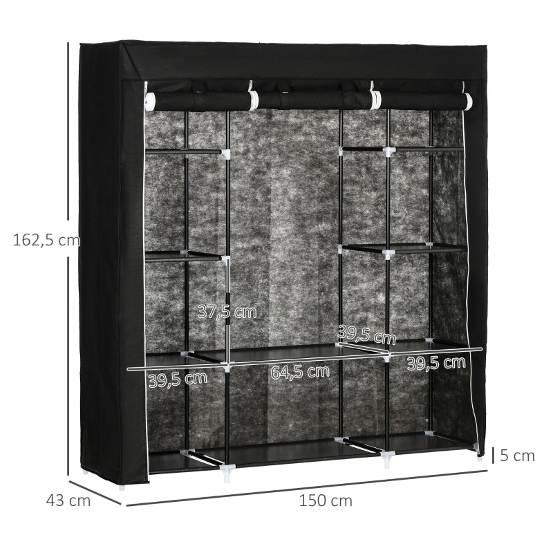 Lichte opvouwbare kledingkast van stof 150x43x162,5 cm praktisch en ruim