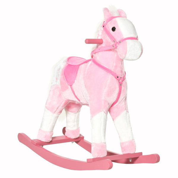 Speels roze schommelpaard hobbelpaard 74x28x65 cm voor kinderen