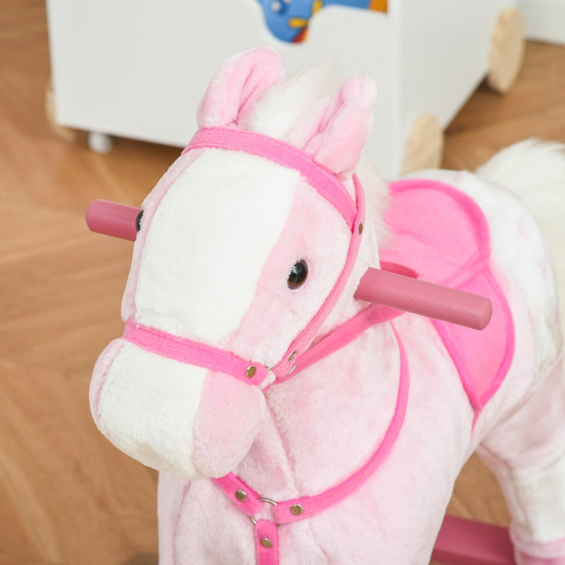 Speels roze schommelpaard hobbelpaard 74x28x65 cm voor kinderen