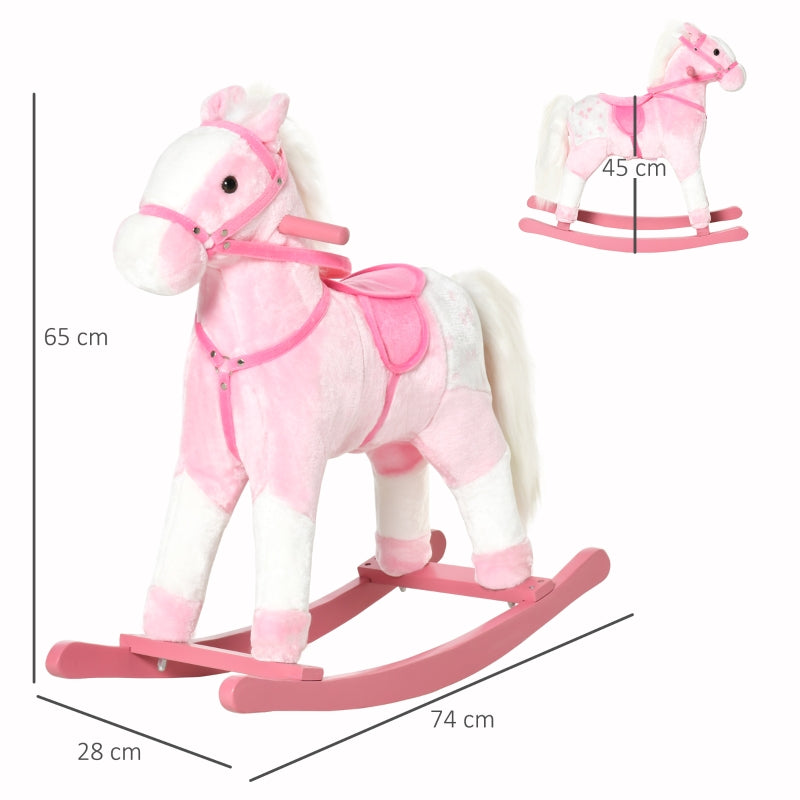 Speels roze schommelpaard hobbelpaard 74x28x65 cm voor kinderen