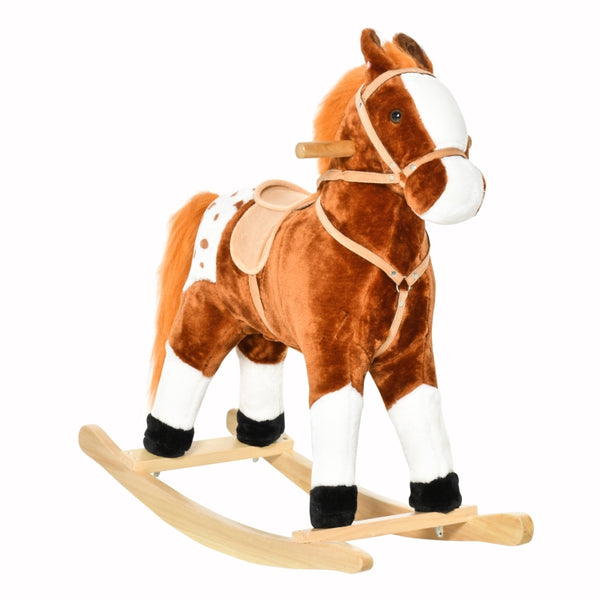 Veilig en stevig bruin schommelpaard hobbelpaard 74x28x65 cm voor kids