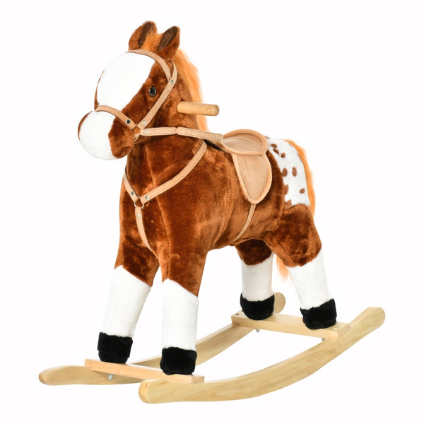 Veilig en stevig bruin schommelpaard hobbelpaard 74x28x65 cm voor kids