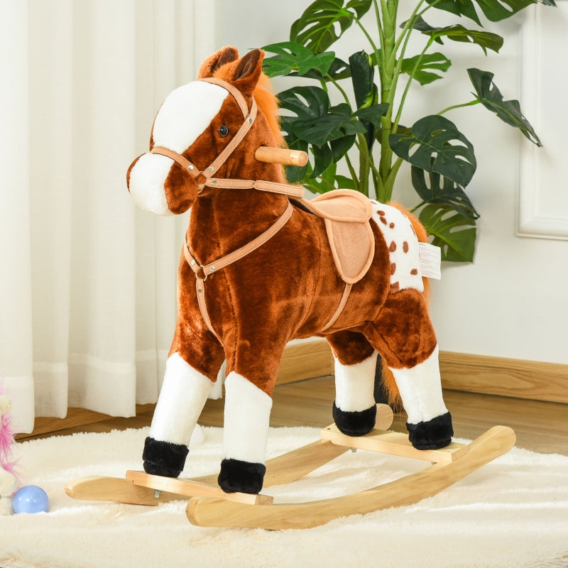 Veilig en stevig bruin schommelpaard hobbelpaard 74x28x65 cm voor kids