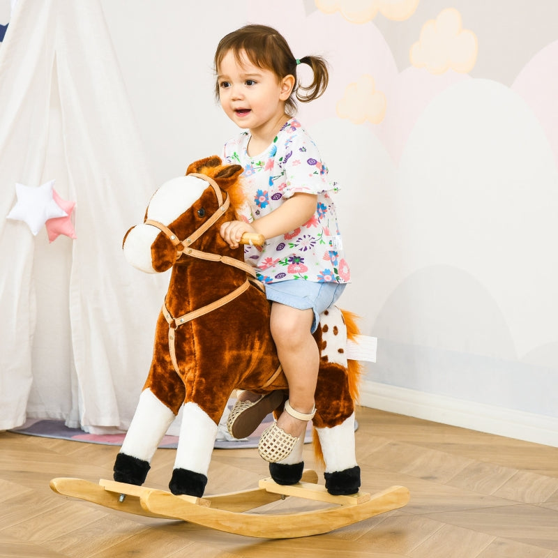 Veilig en stevig bruin schommelpaard hobbelpaard 74x28x65 cm voor kids