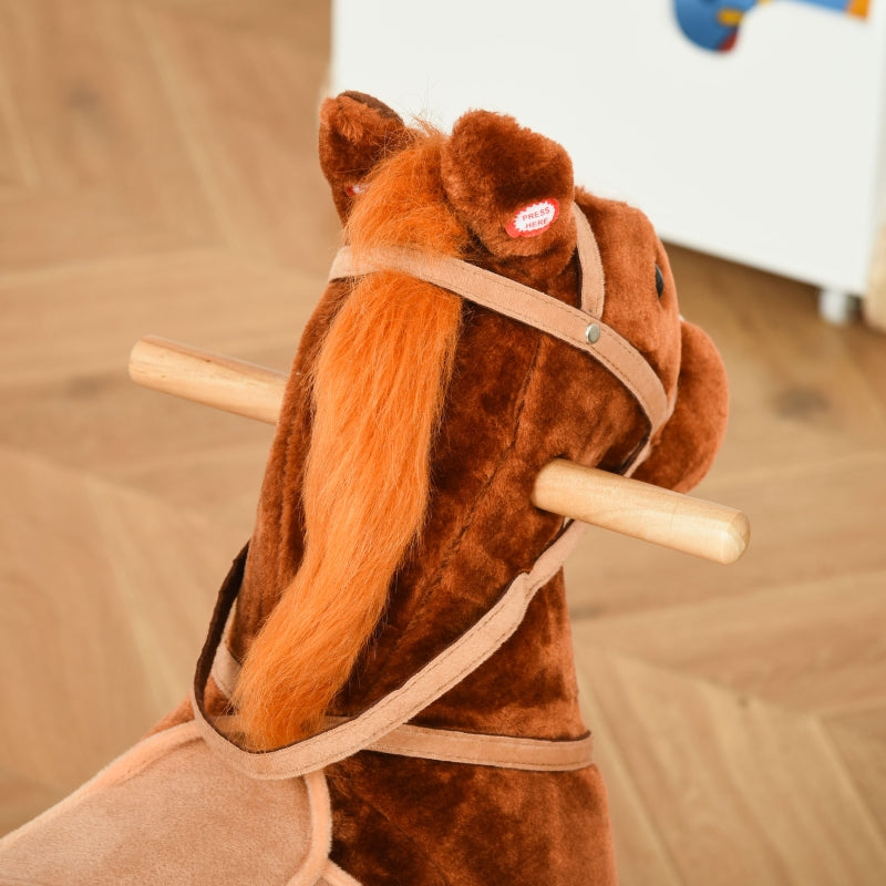 Veilig en stevig bruin schommelpaard hobbelpaard 74x28x65 cm voor kids