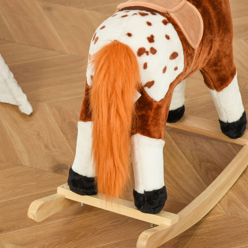 Veilig en stevig bruin schommelpaard hobbelpaard 74x28x65 cm voor kids
