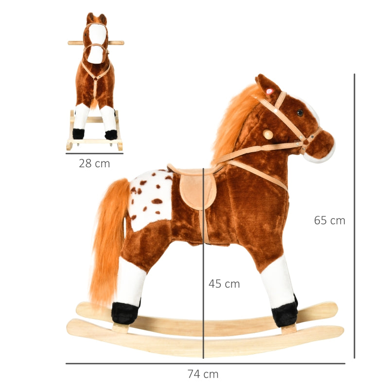 Veilig en stevig bruin schommelpaard hobbelpaard 74x28x65 cm voor kids