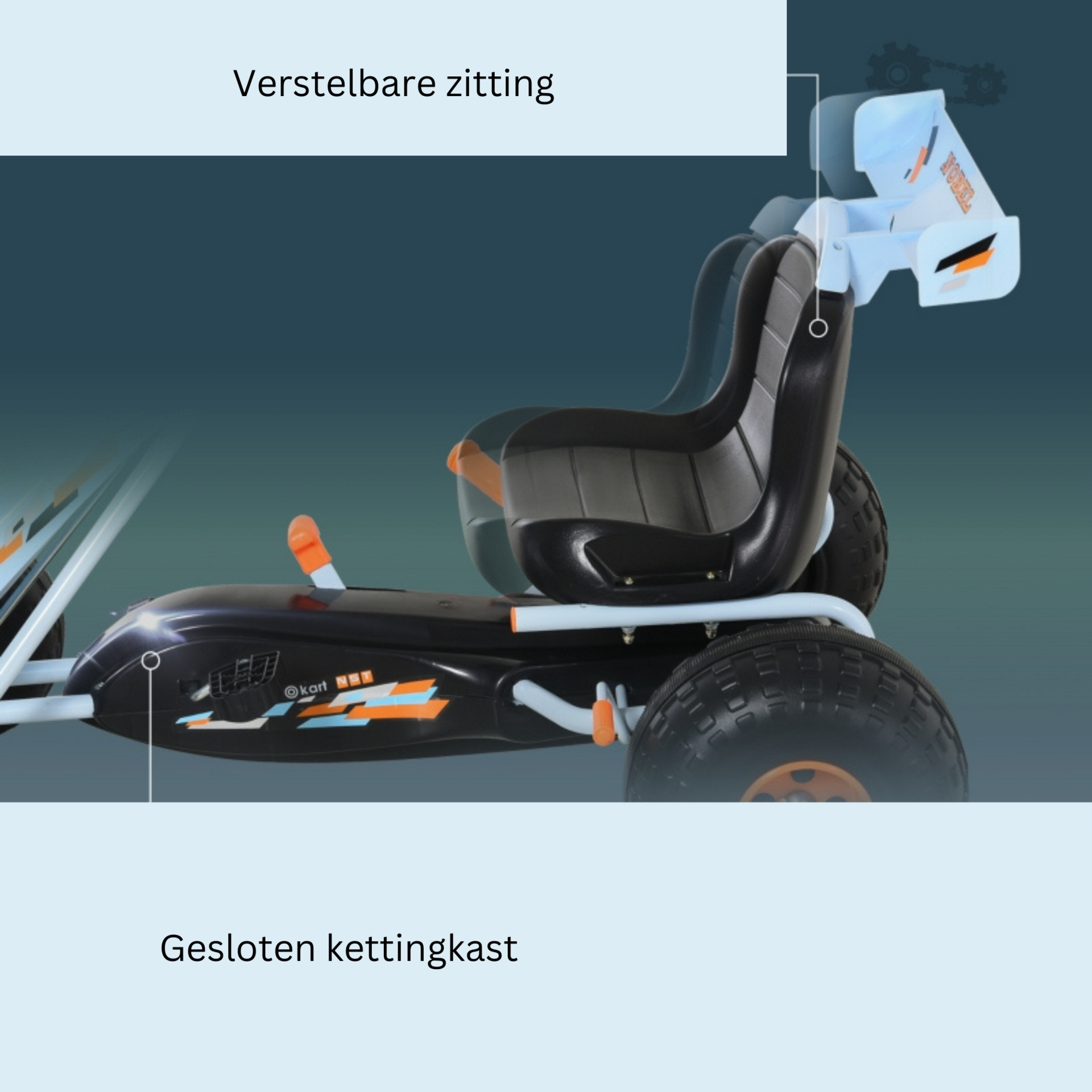 Stevige skelter trapauto 97x66x59 cm voor uren speelplezier buiten