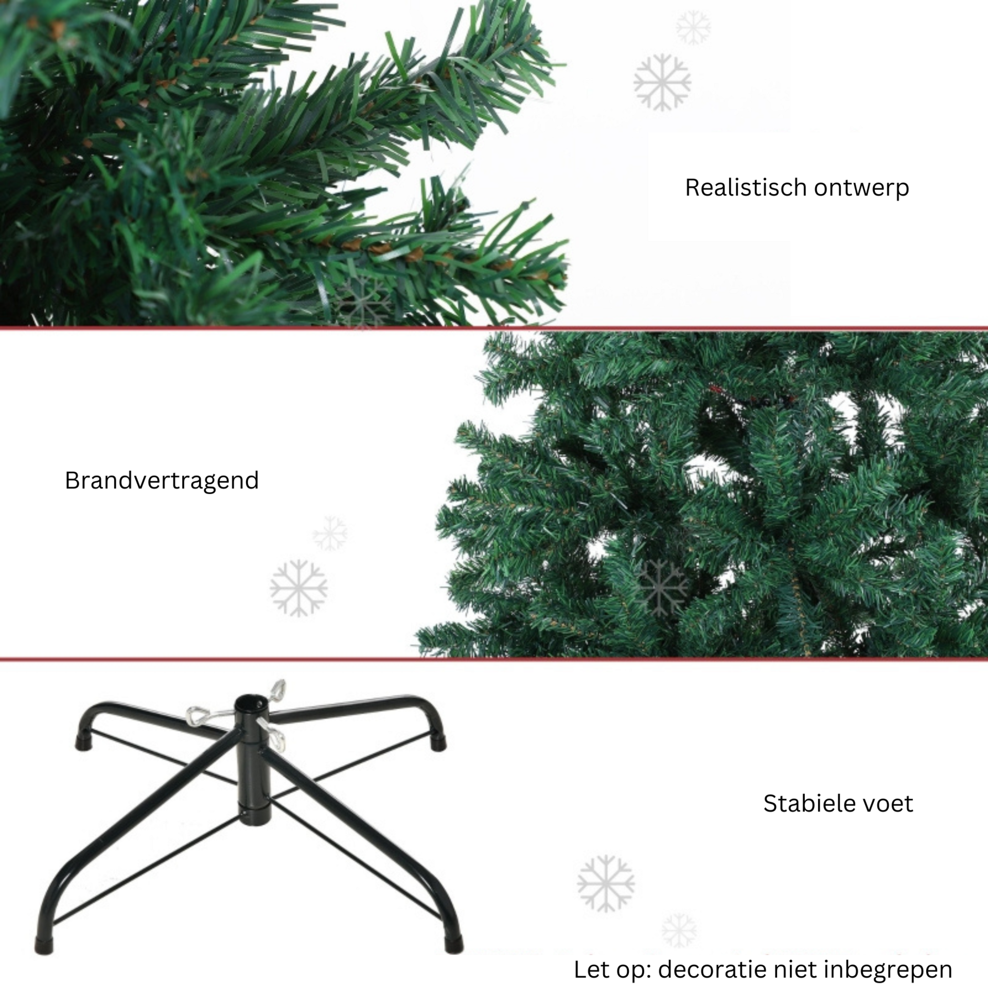 Realistische kunstkerstboom 180 cm hoog 102 cm breed voor feestdagen